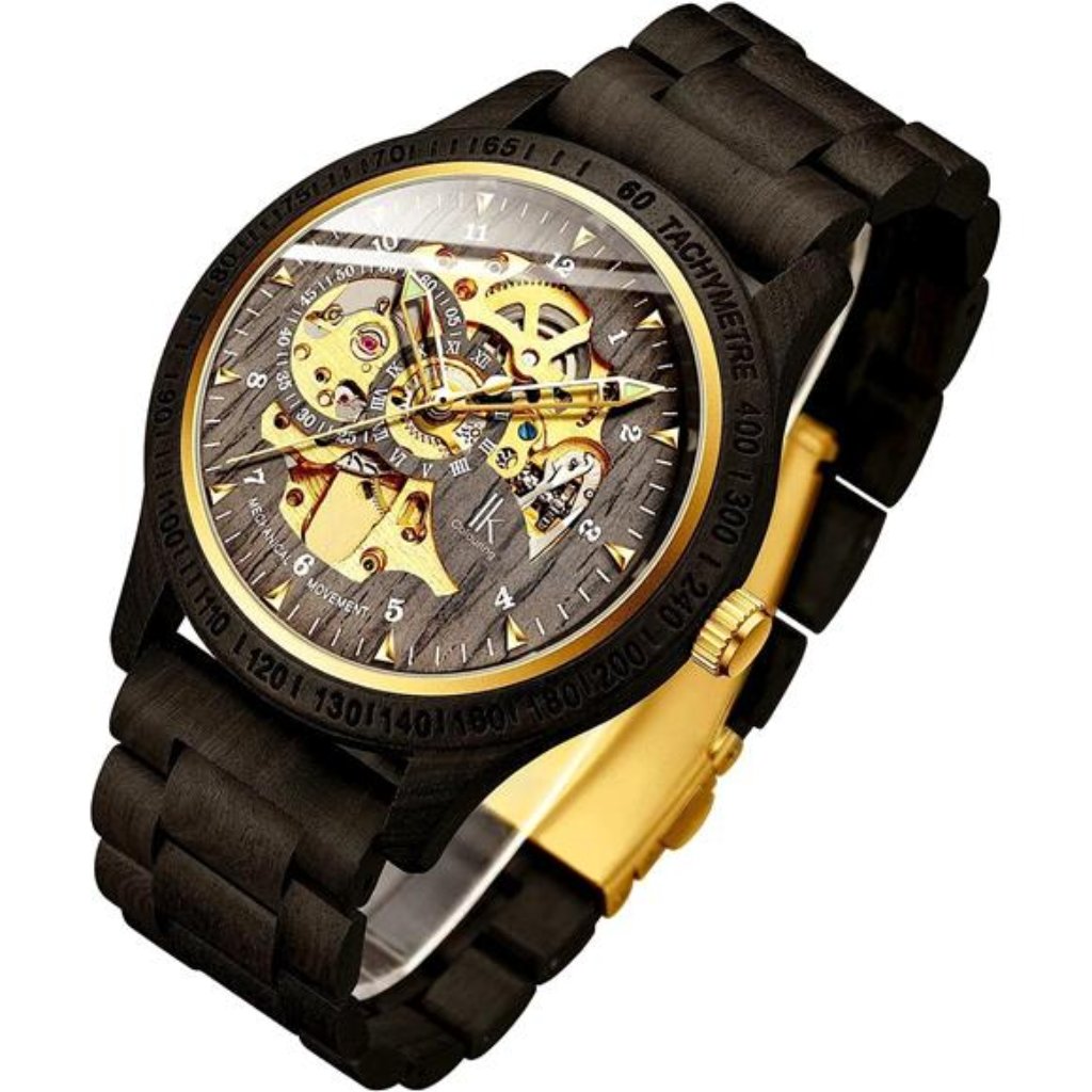 Men's Watches Luxury Mechanical Wooden Case Skeleton Lumious Automatic